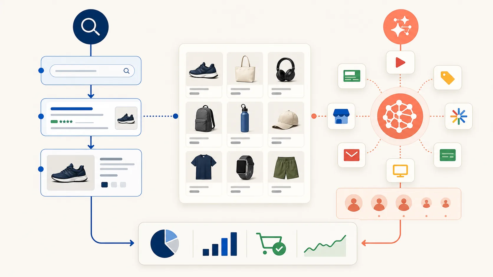 Search and Performance Max shown as different operating paths connected to shared account economics